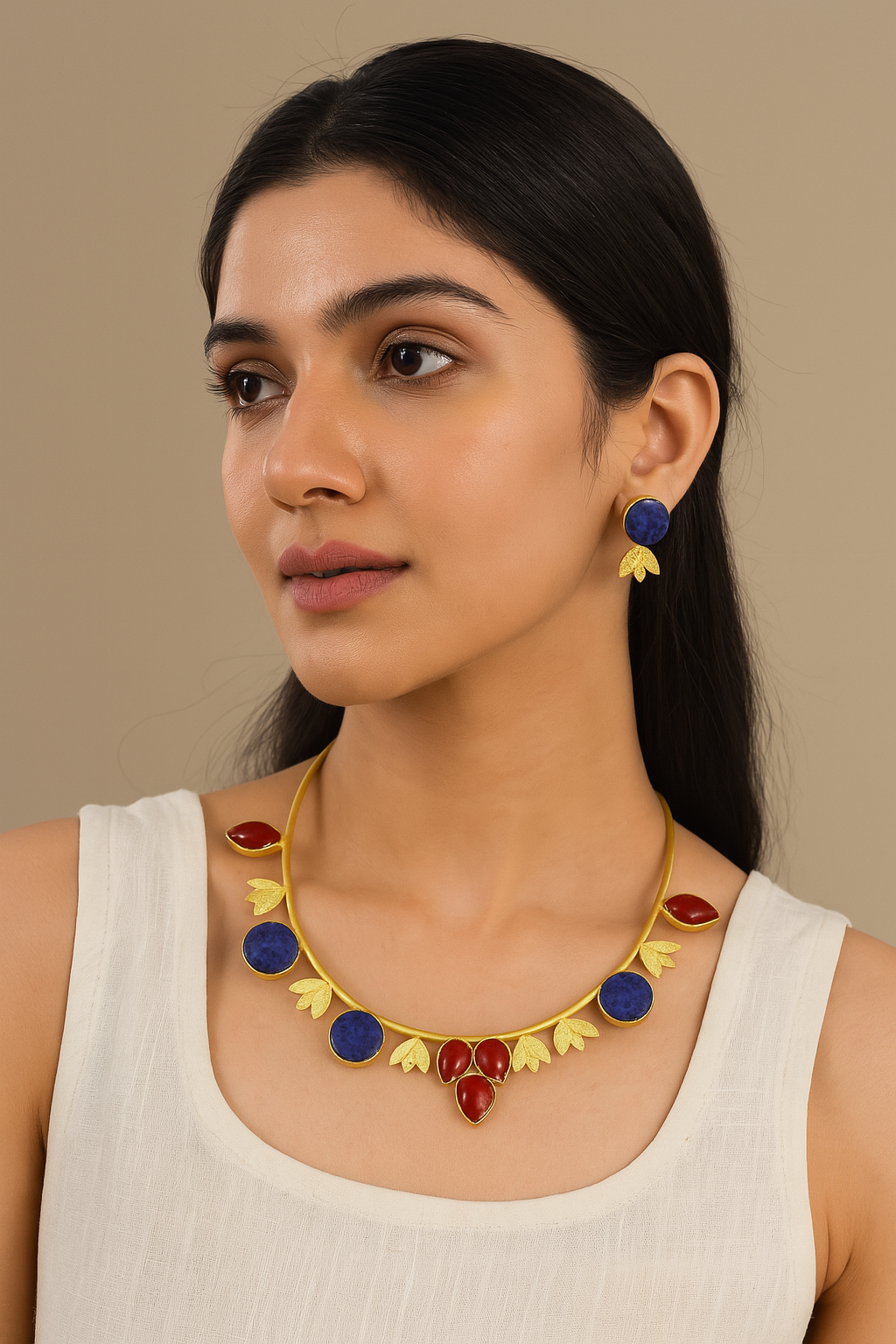 Brass Gold Plated Druzy Jewellary Set
