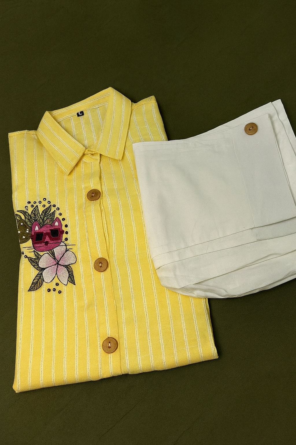 peach-orange striped cotton co-ord set