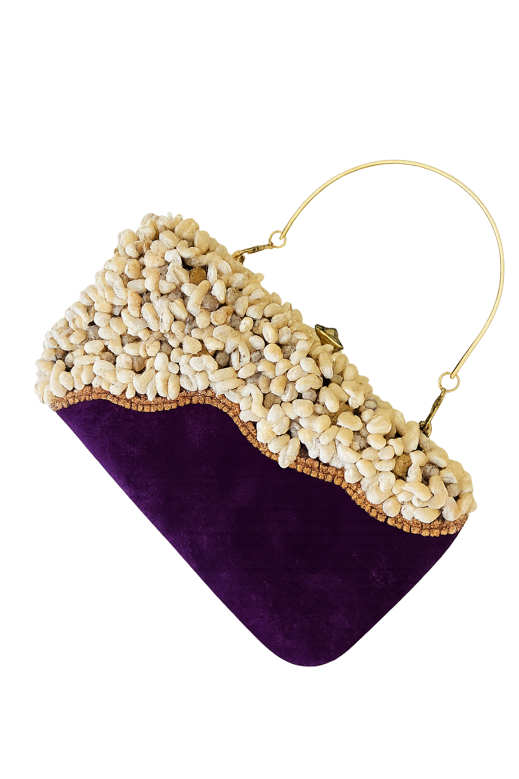 Amethyst Pebble Velvet Clutch