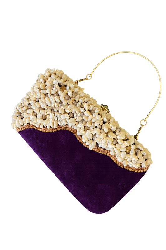 Amethyst Pebble Velvet Clutch