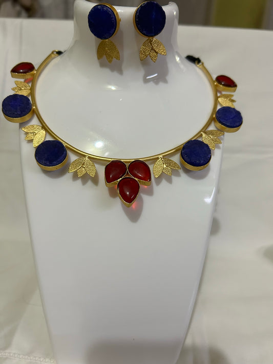 Brass Gold Plated Druzy Jewellary Set