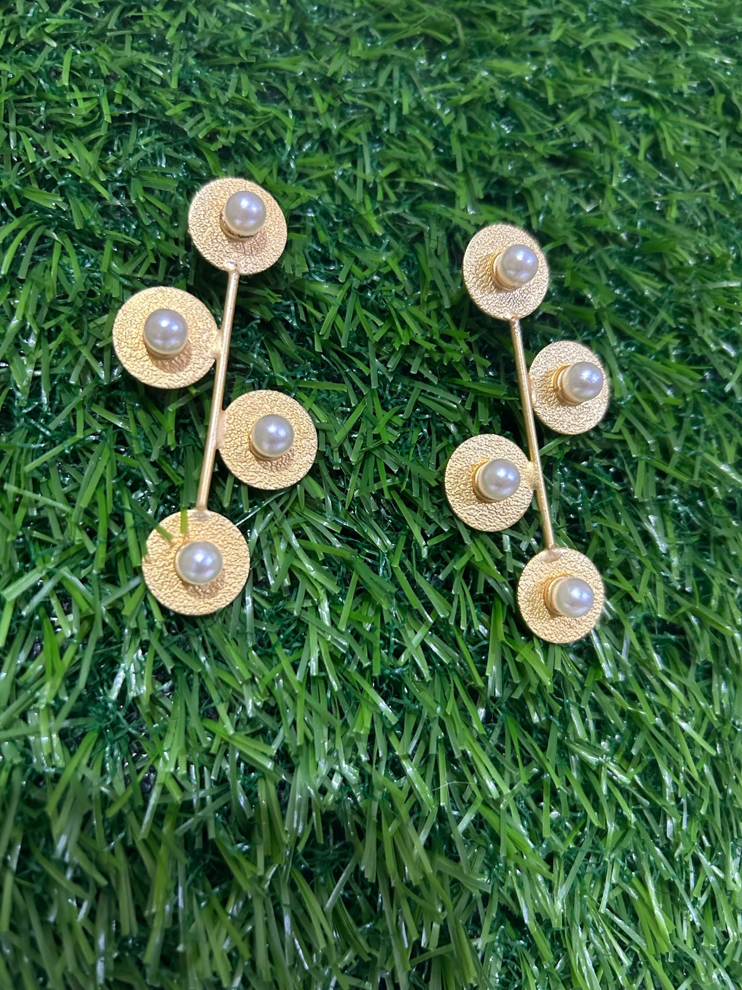 Brass and Pearl fusion earring