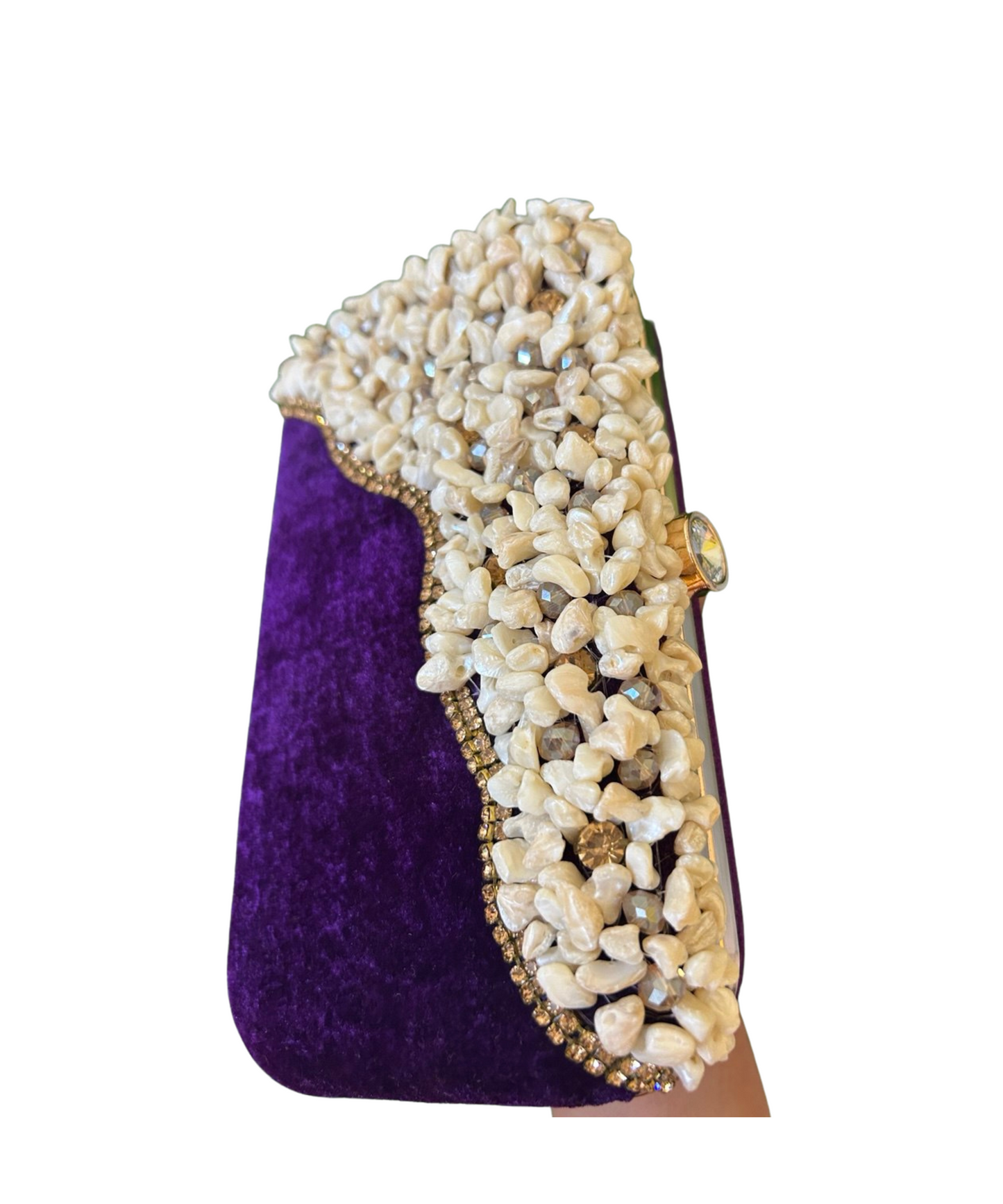 Amethyst Pebble Velvet Clutch