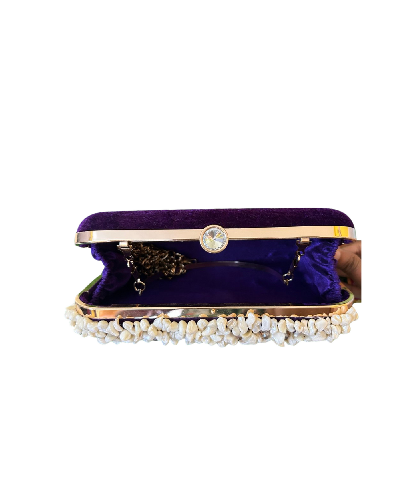 Amethyst Pebble Velvet Clutch