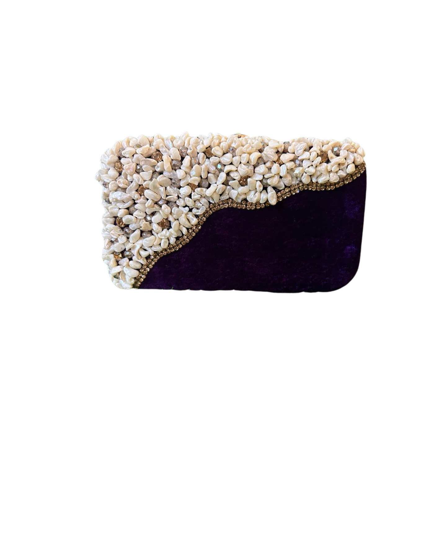 Amethyst Pebble Velvet Clutch
