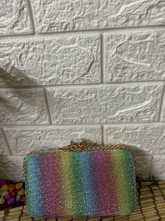 Rainbow Sparkle Croc Clutch