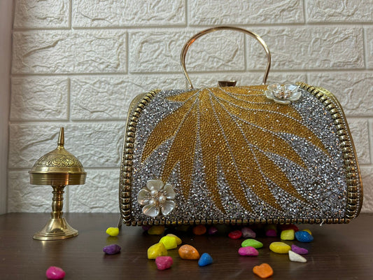 Golden Blossom Crystal Bridal Clutch